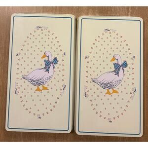 Vintage Stovetop Tin Burner Covers Goose Blue Ribbon Farmhouyse Country Kitchen